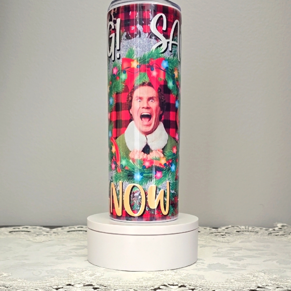 Custom 20oz Stainless Steel Tumbler - Elf OMG Santa